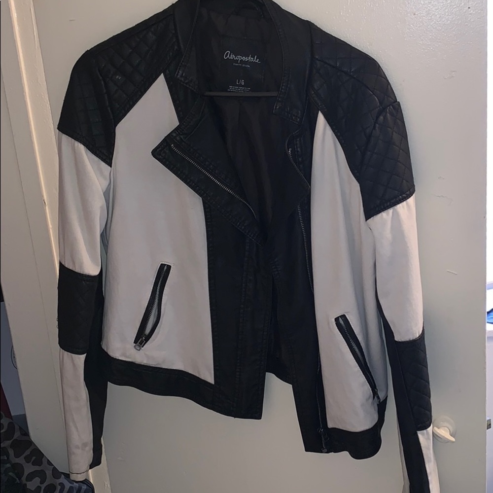 Leather jean jacket
